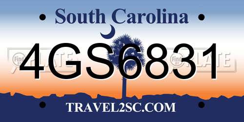 4GS6831 South Carolina License Plate