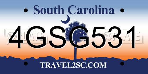 4GSG531 South Carolina License Plate