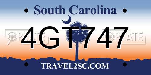 4GT747 South Carolina License Plate