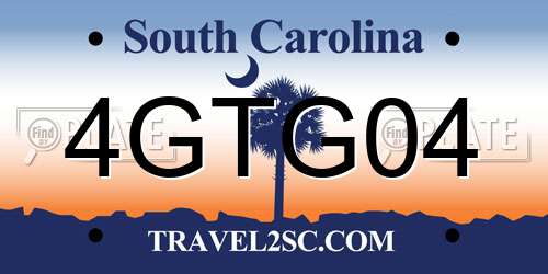 4GTG04 South Carolina License Plate