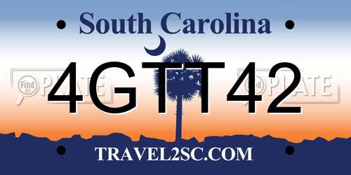 4GTT42 South Carolina License Plate