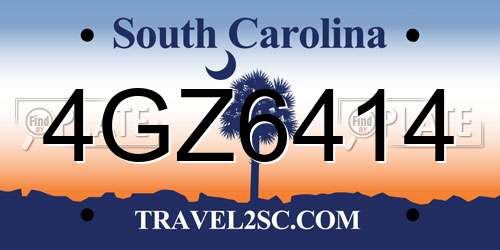 4GZ6414 South Carolina License Plate