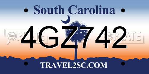4GZ742 South Carolina License Plate