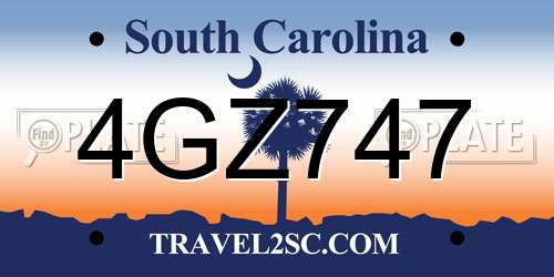 4GZ747 South Carolina License Plate