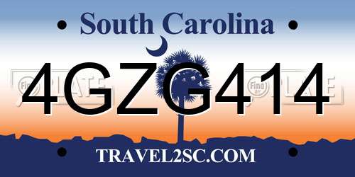4GZG414 South Carolina License Plate