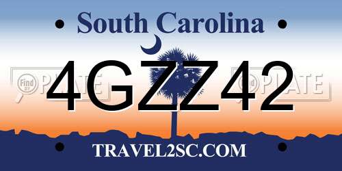 4GZZ42 South Carolina License Plate