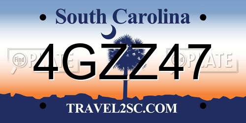 4GZZ47 South Carolina License Plate