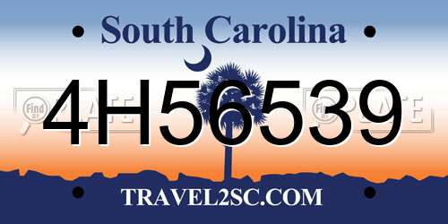 4H56539 South Carolina License Plate