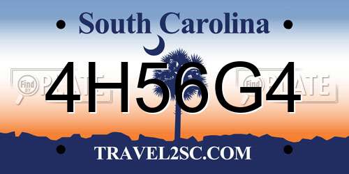 4H56G4 South Carolina License Plate
