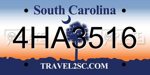 4HA3516 South Carolina License Plate