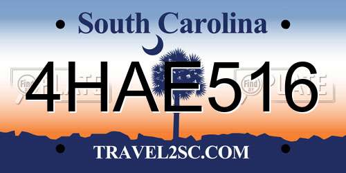 4HAE516 South Carolina License Plate