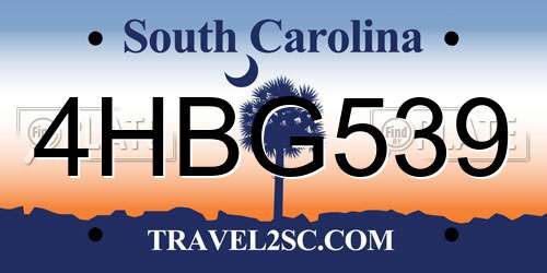 4HBG539 South Carolina License Plate