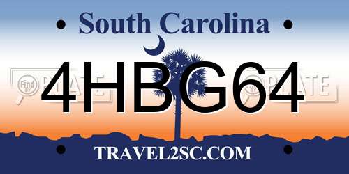 4HBG64 South Carolina License Plate