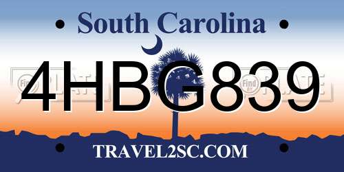 4HBG839 South Carolina License Plate