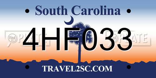 4HF033 South Carolina License Plate