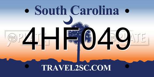4HF049 South Carolina License Plate