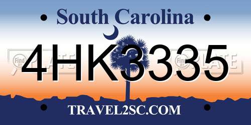 4HK3335 South Carolina License Plate