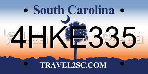4HKE335 South Carolina License Plate