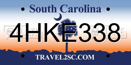 4HKE338 South Carolina License Plate