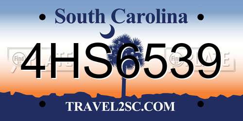 4HS6539 South Carolina License Plate