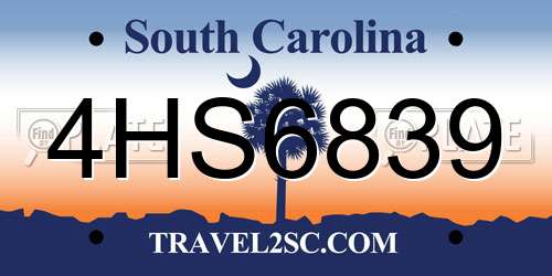 4HS6839 South Carolina License Plate