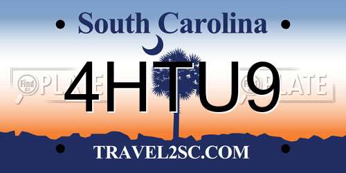 4HTU9 South Carolina License Plate