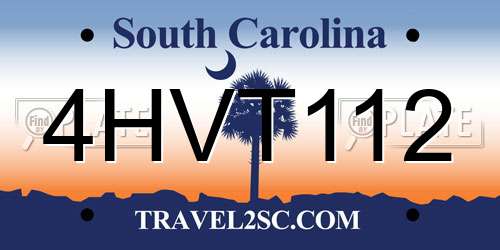 4HVT112 South Carolina License Plate
