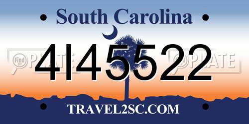 4I45522 South Carolina License Plate