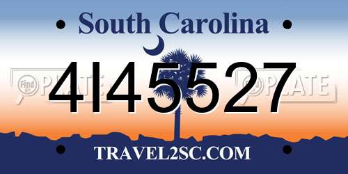4I45527 South Carolina License Plate