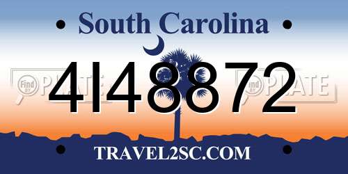 4I48872 South Carolina License Plate
