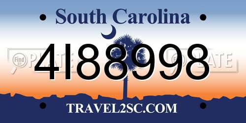 4I88998 South Carolina License Plate