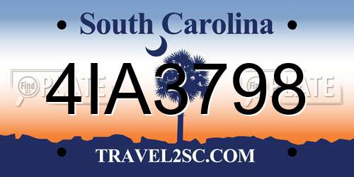 4IA3798 South Carolina License Plate