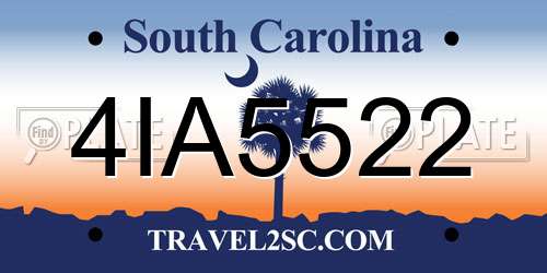 4IA5522 South Carolina License Plate