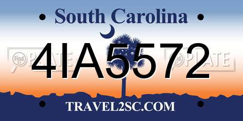4IA5572 South Carolina License Plate