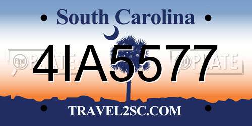 4IA5577 South Carolina License Plate