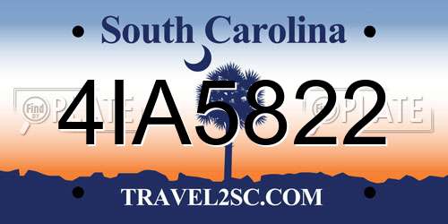 4IA5822 South Carolina License Plate