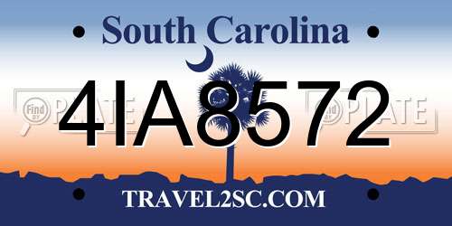 4IA8572 South Carolina License Plate