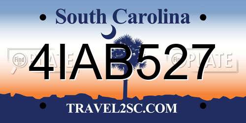 4IAB527 South Carolina License Plate