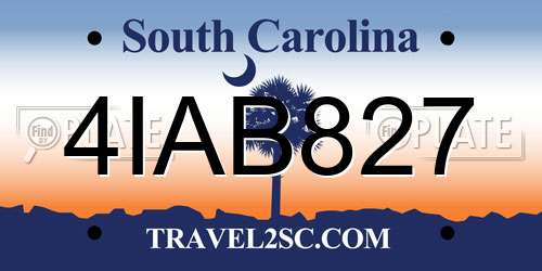 4IAB827 South Carolina License Plate