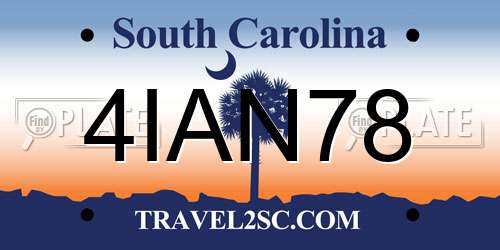 4IAN78 South Carolina License Plate