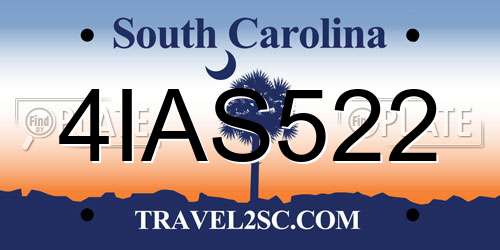 4IAS522 South Carolina License Plate