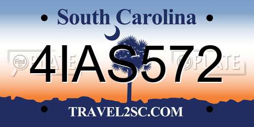 4IAS572 South Carolina License Plate