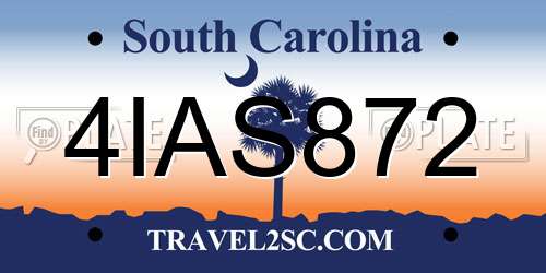 4IAS872 South Carolina License Plate