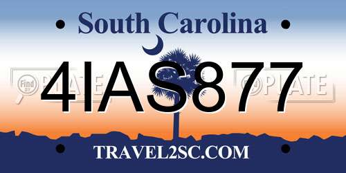 4IAS877 South Carolina License Plate
