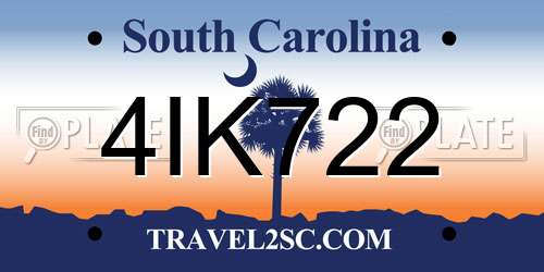 4IK722 South Carolina License Plate
