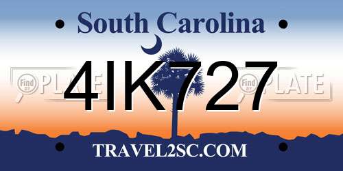 4IK727 South Carolina License Plate