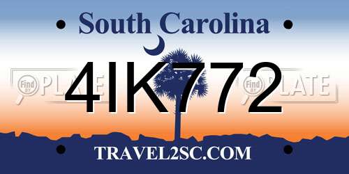 4IK772 South Carolina License Plate