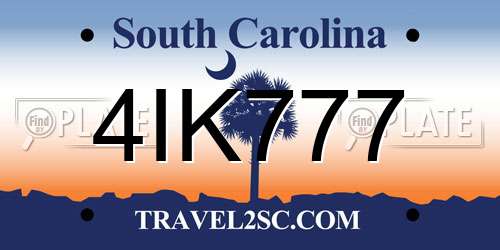 4IK777 South Carolina License Plate