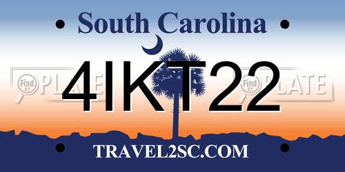 4IKT22 South Carolina License Plate