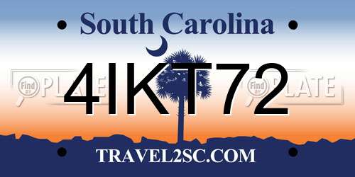 4IKT72 South Carolina License Plate
